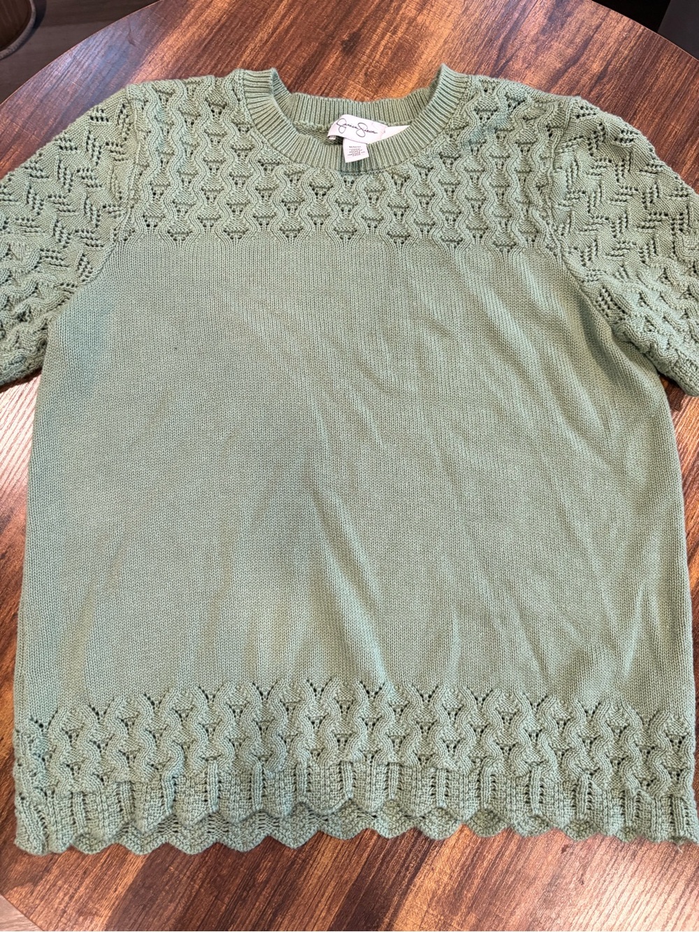 Jessica Simpson Sage Green Knit Crewneck Sweater